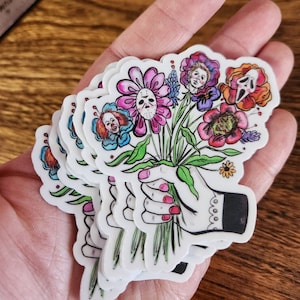 Creepy Bouquet 2.55x3 inch vinyl sticker