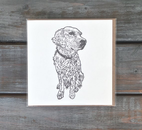 Golden Retriever Black and White Birthday Card