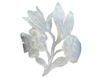 Antique Chinese INDIVIDUAL Mother Of Pearl Applique Flower Floral Decor Hand Carved Engraved Others Available c1800-1850's / EVE