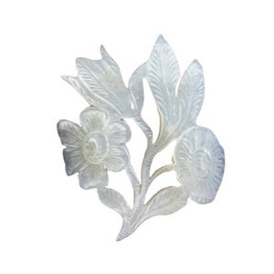 Antique Chinese INDIVIDUAL Mother Of Pearl Applique Flower Floral Decor Hand Carved Engraved Others Available c1800-1850&#39;s / EVE