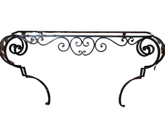 Antique French Worked Iron Metal Wall Side Console Table With Legs Stand Display Rest Plinth Prop Regency Style c1910's / EVE de France