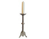 Antique French Large Church Chapel Metal Candle Pedestal Ornament Stand Display Acorn Decor c1910 39 s EVE de France