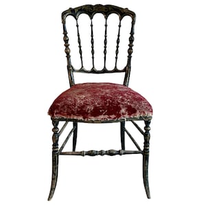 Antique French Napoleon Red Velvet Wooden Wood Straw Padded Chair Stand Display Rest Plinth Seating Prop Decor circa 1900's / EVE
