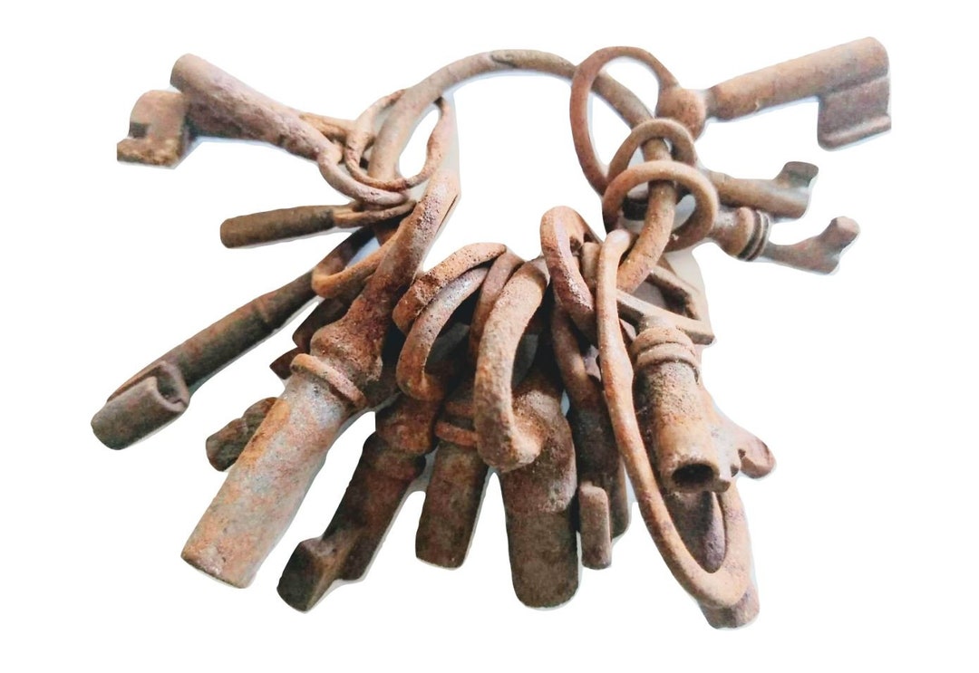 Small Rusty Key Antique French Small Rusty Iron Key Collection as Found on Original ...
