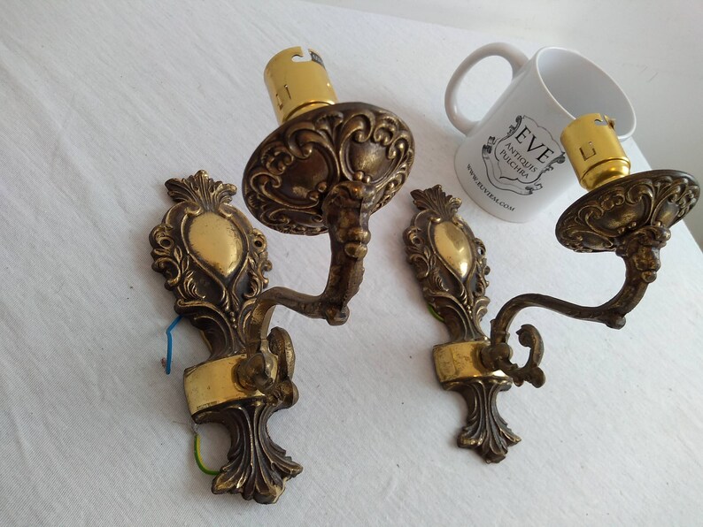 Vintage French Brass Bronze Wall Hanging Electric Light Etsy