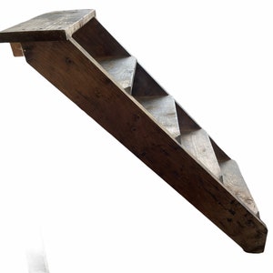 Vintage französische große schwere braune Holzstufen Trittleiter Treppe Ruhepause Naturholz Ruhezeit Stütze c1950-1960&#39;s / EVE de France