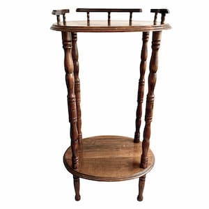 Vintage French Wood Wooden Brown Natural Wood Table Shelf Shelving Wall Stand Display Plinth Prop circa 1970-1980's / EVE de France