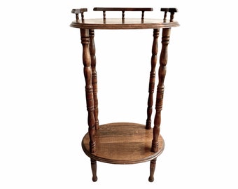 Vintage French Wood Wooden Brown Natural Wood Table Shelf Shelving Wall Stand Display Plinth Prop circa 1970-1980's / EVE de France