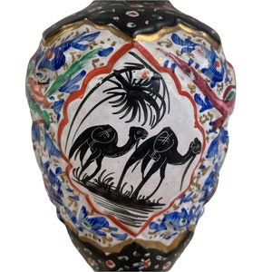 Vintage Middle Eastern Hand Painted Copper Vase Ornate Decorative Ceremony Eid c1970-80's / EVE image 4