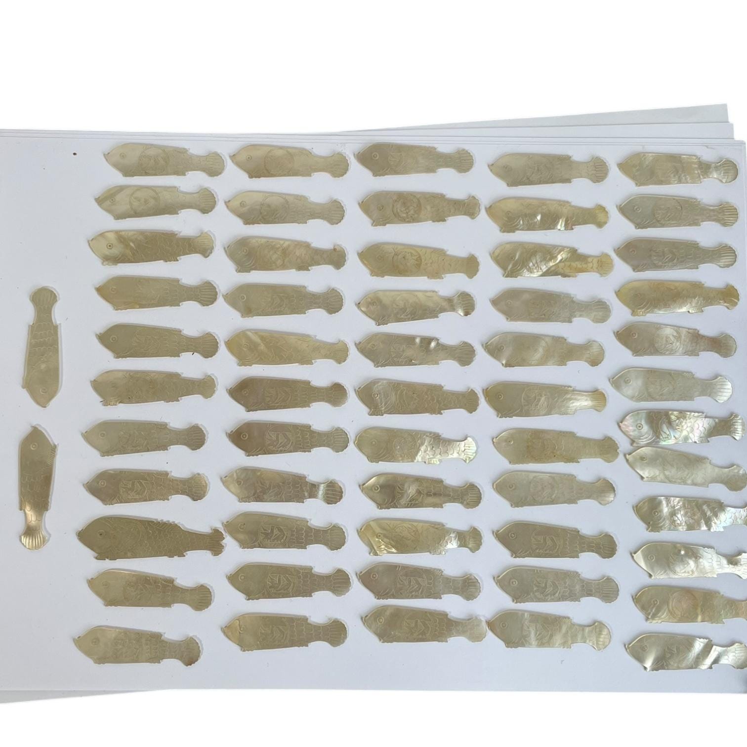 Antique Chinese Small Mother of Pearl Fish Shaped Love Dove Gaming Chip ...