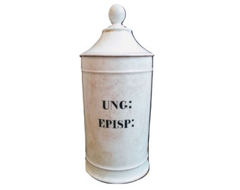 Antiquité Française UNG EPISP porcelaine blanche en céramique pharmacie apothicaire médical Pot vase conteneur accessoire de stockage c1850's / EVE de France