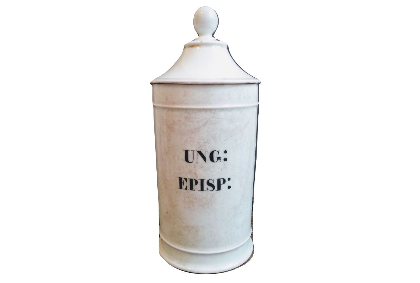 Antique Français Ung Episp White Porcelain Ceramic Pharmacy Medical Apothecary Pot Vase Container St