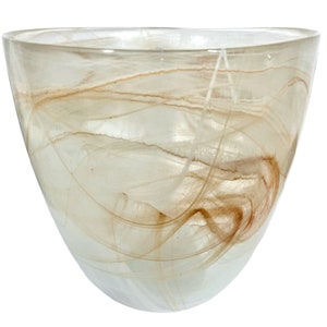 Vintage French Translucent Swirl Large Glass Pot Vase Container Storage Display Prop c1960's / EVE