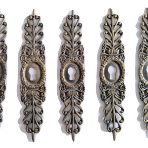 Vintage French Ornate Bronze Brass Metal Small Key Hole Plate Cover Decor Keyhole Gold Door Furniture Decoration c1920-30&#39;s / EVE de France