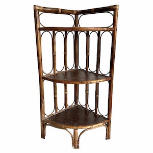 Vintage French Wood Wooden Brown Natural Wood Corner Shelf Shelving Wall Stand Display Plinth Prop circa 1960-1970's / EVE de France