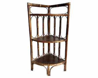 Vintage French Wood Wooden Brown Natural Wood Corner Shelf Shelving Wall Stand Display Plinth Prop circa 1960-1970's / EVE de France