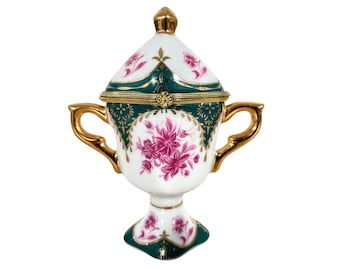Vintage French Trophy Vase Pot Pill Box Jewellery Box Circle Shape French Ceramic Bowl Dish Trinket Jewellery Lid c1960-70's / EVE