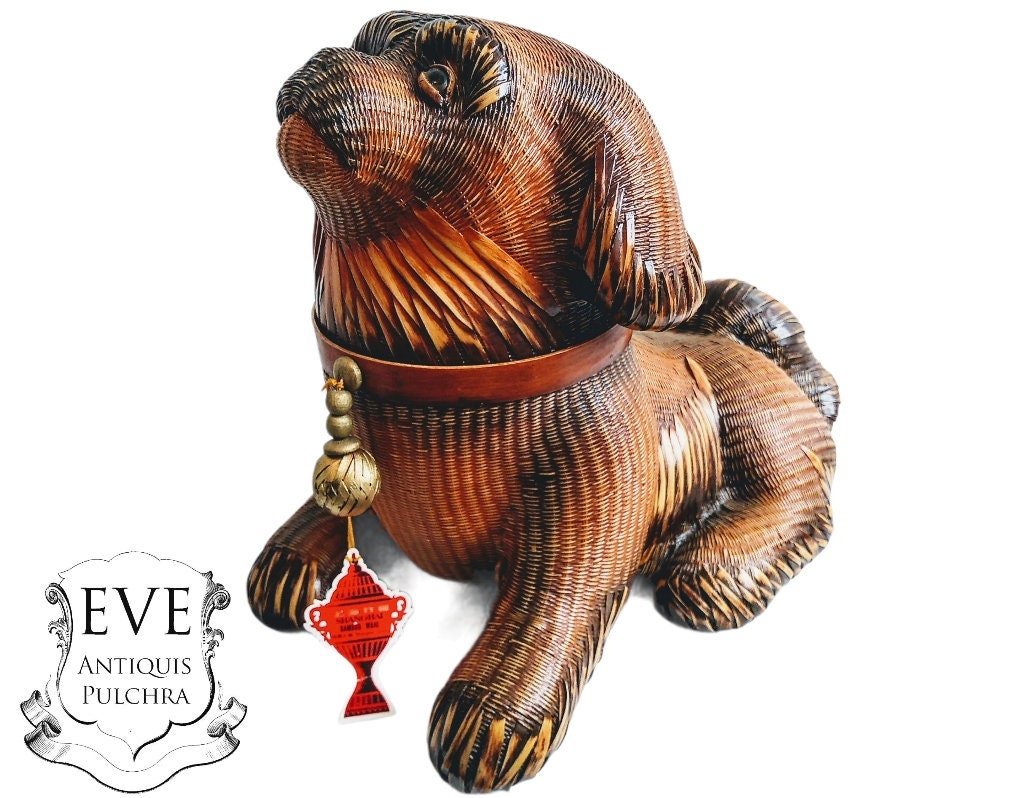 ヴィンテージ チャイニーズ ペキニーズ 犬用 籐かご 上海