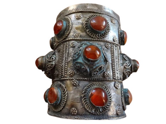 Antique Marocaine Islamique Berbère Lidded Pot Conteneur Glass Perles Terni Patina Trinket C1910/Eve