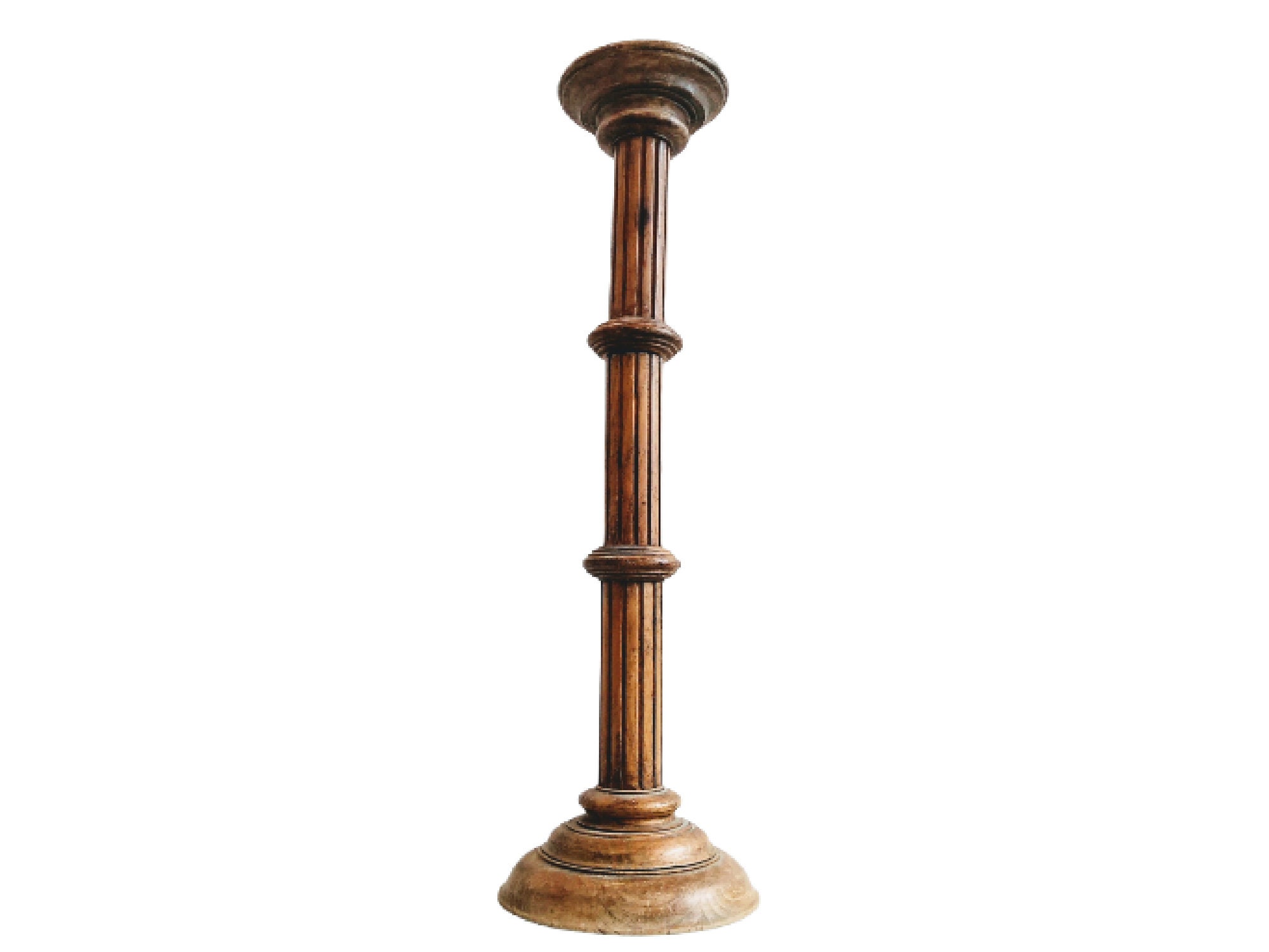 Vintage Français Plinth Screw Style Stand Wood Wooden Heavy High Tall Ornament Pot Display Rest Desi