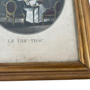 Antique French Le Tric Trac Board Game Framed Print In A Gold Painted Frame Wall Decor c1910's / EVE image 5