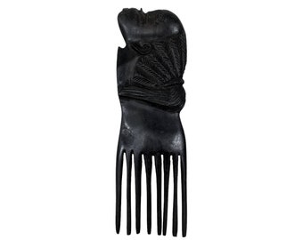 Vintage African Comb Afro Pick Bird Wood Hair Sculpture Carving Tribal Art Decor Slide Head Jewellery Accessories c1990-00&#39;s / EVE