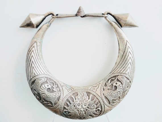 Chinese old Miao silver Carving Dragon Phoenix Bowl Collectible Bowls
