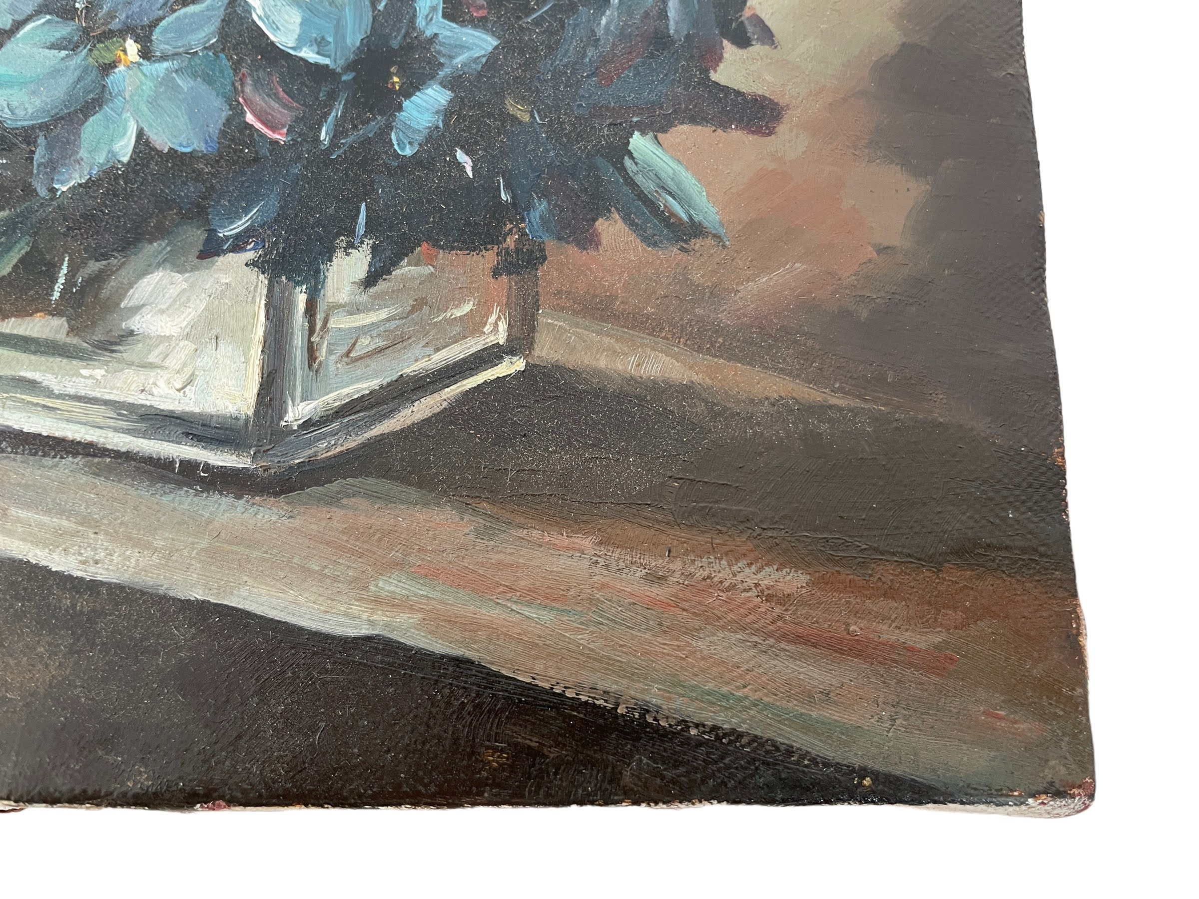 Vintage French Still Life Flowers Bouquet in Vase Study Oil Painting on ...