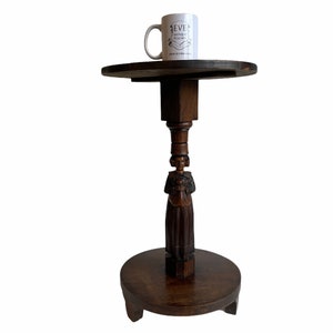 Vintage French Tall Height Wooden Stand Dark Brown Wood Flower Pot Plant Ornament Double Display Breton Lady Tabouret c1950-60&#39;s / EVE