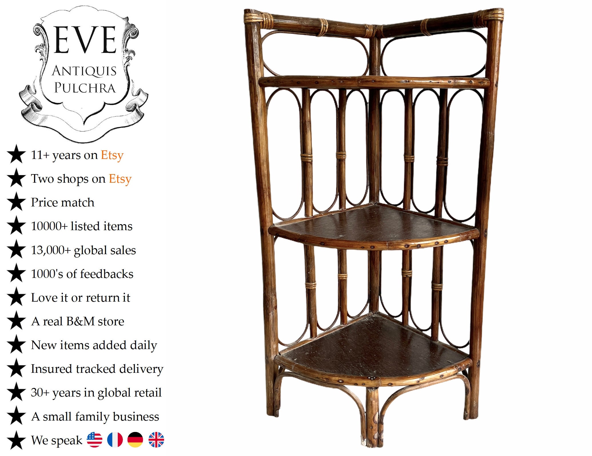 Vintage Français Wood Wooden Brown Natural Corner Shelf Étagère Mur Stand Display Plinth Prop Circa 