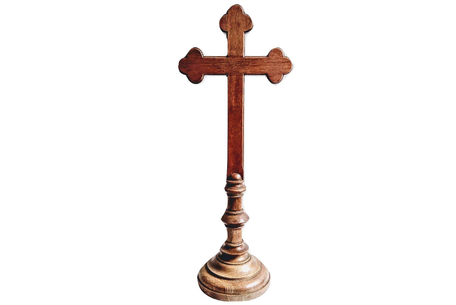 Vintage Église Anglaise Alter Cross Crucifix avec Patine Catholique Chrétienne Chapelle Symbole Reli