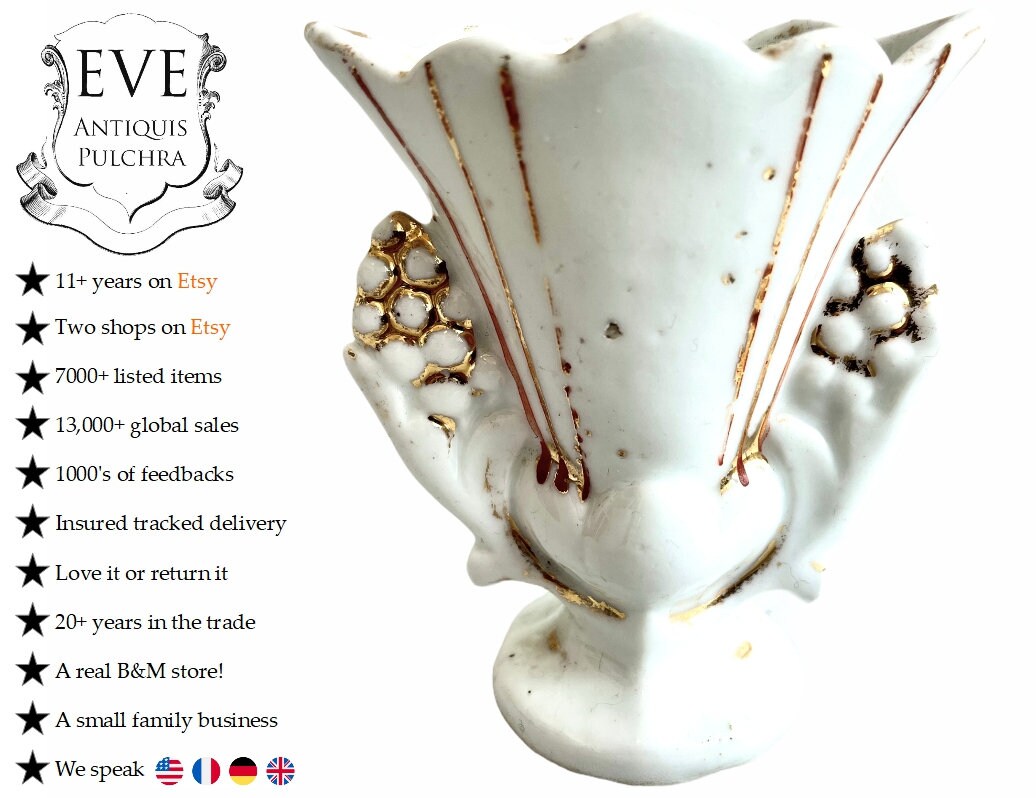 Antique Français Mariage Bud Vase Ceramic Globe de Mariée Mairee Gift Dome Présentation Décorative C