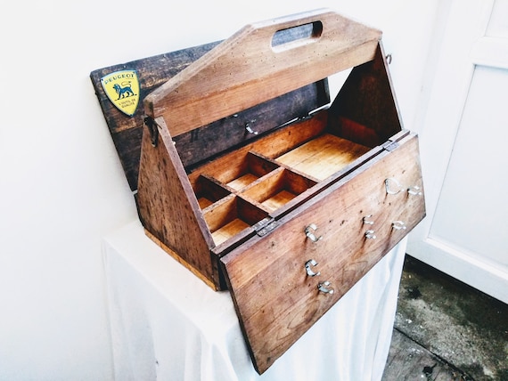 Vintage French Hand Made Wooden Wood Craft Tool Portable Carry