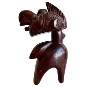 Vintage African Small Wooden Nimba Ornament Figurine Decorative Carved Statue Carving Sculpture Wood Tribal Art c1980-90&#39;s / EVE