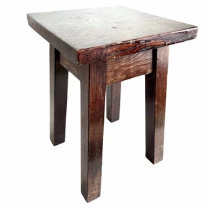 Vintage French Traditional Strong Chunky Kitchen Stool Wooden Wood Stand Display Rest Plinth Seating Pot Tabouret c1960-70&#39;s / EVE