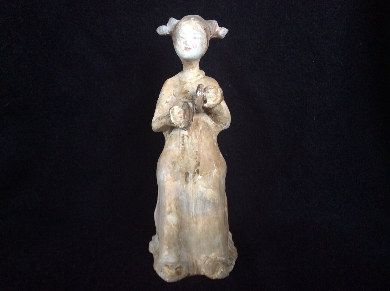 Antique Chinois Tang Dynasty Musicienne de La Court Céline Musicien Cour Céleste Figurine Circa 7E/8