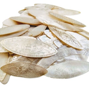 Antique Chinese Mother Of Pearl Collection Job Lot x 78 Mixed Gaming Chips Counters Tokens Hand Engraved circa 1800-1850&#39;s / EVE de France