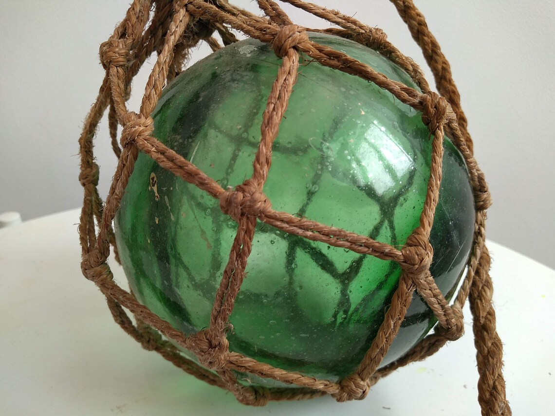 Vintage English Green Glass Fishing Buoy Marker Glass Ornament Etsy