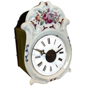 Antiek Frans porseleinen wijzerplaat Franse wijzerplaat van het slingeruurwerk deel incompleet NIET WERKEND c1910 / EVE
