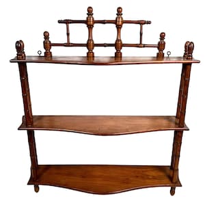 Étagère murale antique en bois naturel marron français, socle d'exposition, années 1920 / EVE