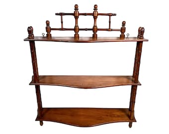 Antique Wall Shelf Shelving French Wooden Brown Natural Wood Stand Display Plinth Prop circa 1920's / EVE