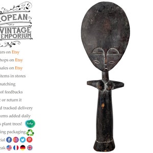 Vintage African Puppe Ashanti Akuaba Fertility Doll Pouppee Ghana Face Idol Primitive Art Carving Sculpture c1960-70's / EVE of England image 7
