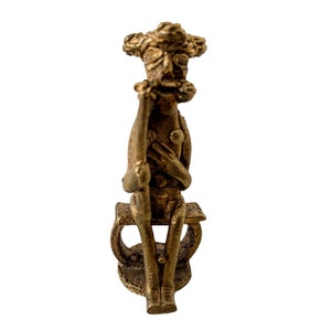 Vintage African Chief Tribesman Brass Metal Figurine Statue Primitive Sculpture Cast Tribal Art Toy Decor Display c1980-90&#39;s / EVE