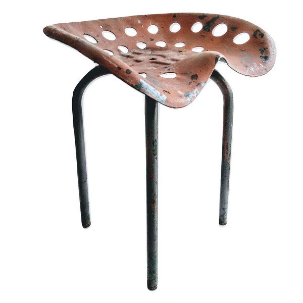 Vintage French Stool Metal Tractor Seat Re-Worked Industrial Style Seat Display Rest Plinth Prop Agricultural Gift Tabouret c1960's / EVE