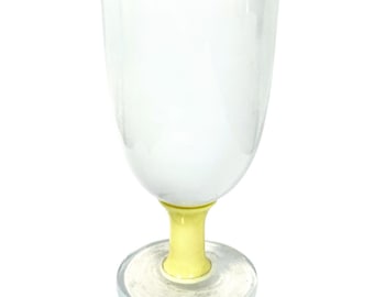 Vintage French White Yellow Milk Crystal Sevres Glass Drinking Goblet Chalice Small Display Ceremony Bar Decor Goblets c1960-70's / EVE