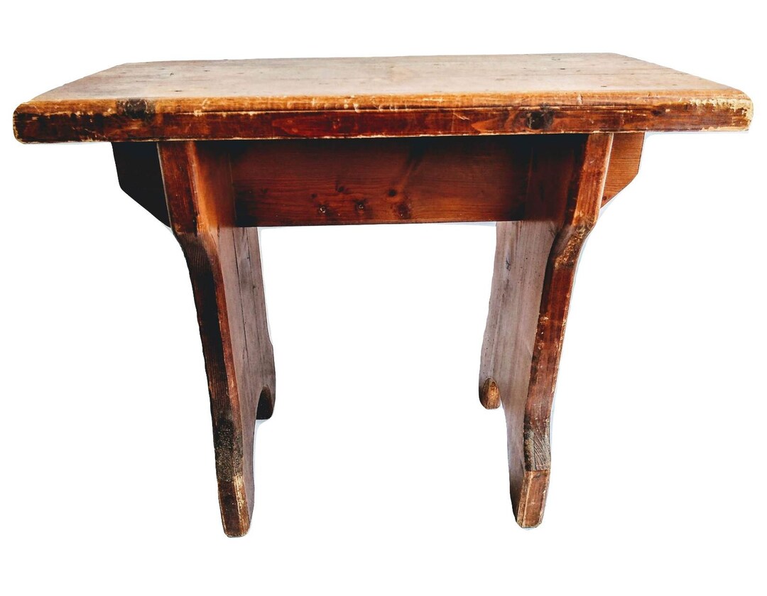Vintage French Wooden Brown Natural Wood Small Milking Stool Chair ...