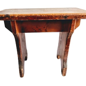 Vintage French Wooden Brown Natural Wood Small Milking Stool Chair Bench Stand Display Rest Plinth Seating Prop Tabouret circa 1970&#39;s / EVE
