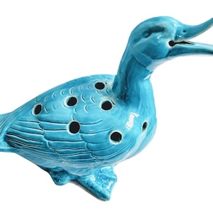 Chiński ceramiczny wazon w kolorze akwamaryny, szkliwiony, w kształcie kaczki i żaby, z lat 50. i 60. XX wieku / EVE
