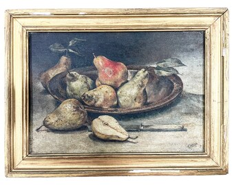 キャンバスに描かれた油彩の静物画（梨あり）1911年、J.ボワセレの署名