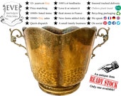 Antique French Villedieu Brass Handled Metal Planter Plant Pot Or Champagne Wine Ice Bucket Cooler Display Stand Vase c1920-30 39 s EVE